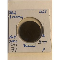 Early 1866 Great Britain 1/2 Penny Fine Grade