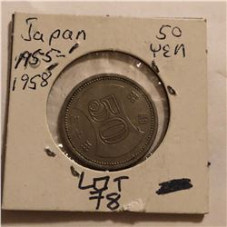 1955 to 1958 Japan 50 Yen in High Grade