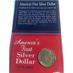 1793 Silver Colonial Period 8 Reales in Package remained Legal Tender until 1857 Replica coin