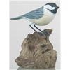 Image 1 : Lifesize chickadee carving ca 1980s on a burl mou
