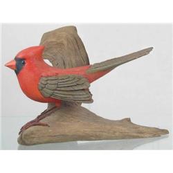 Life sized Male cardinal carving by Bob Fowle, Hi