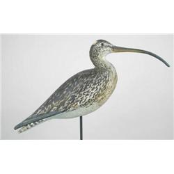 Large cork curlew decoy with turned head and glas