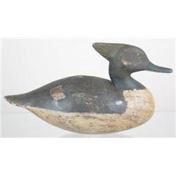 Hooded merganser hen decoy made in the Ira Hudson