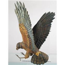 Flying wall mount of a hawk with great carved fea