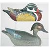 Image 1 : Lot of two miniature wood duck carvings. A sleepy