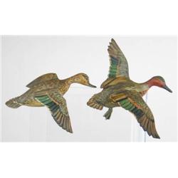 FINE pair of miniature wall mount flying green wi