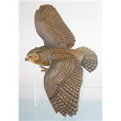 Great horned owl flying wall mount branded R. G. 