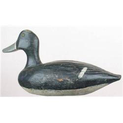 Bluebill drake decoy from Quebec with heavy relie