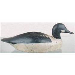 Hollow golden eye drake decoy with a few thin che