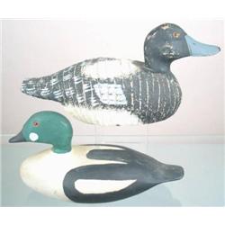 Lot of two decoys. Factory made, turned body, blu