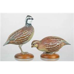 Pair of animated plump Bob White quail by Arnold