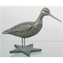 Yellowlegs carving mounted with two wire legs on 