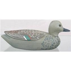 Green wing teal drake made of balsa by Leo Tacchi