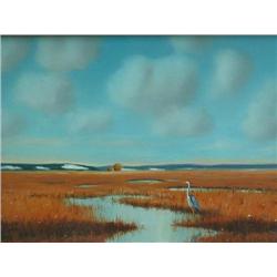 Oil on board, 12 in. x 16 in., of a fall marsh sc