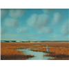Image 1 : Oil on board, 12 in. x 16 in., of a fall marsh sc