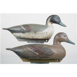 Rare early pair of cork body pintail decoys by Ed