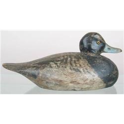 Very early tucked head bluebill drake decoy by A.