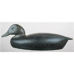 Hollow black duck decoy attributed to Willard Bal