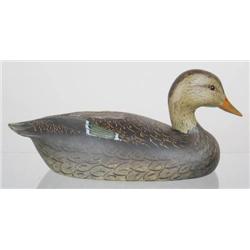 Turned head mallard hen decoy by Ken Harris, Wood