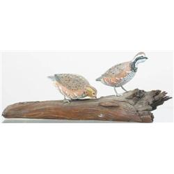 Pair of miniature quail by the late Ralph Stuart 