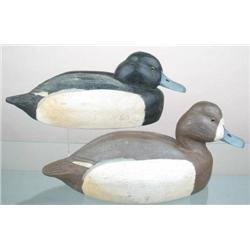 Pair of solid body bluebill decoys by Al Wragg an