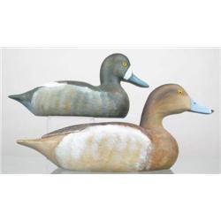 Lot of two hen decoys by Charles Hutchinson, Loui