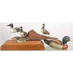 Lot of miniatures including a pair of geese mount