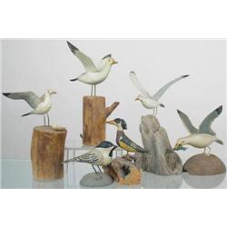 Lot of six miniatures, 4 gulls, a wood duck and a