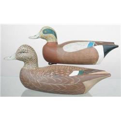 Hollow pair of wigeon decoys in XOP with glass ey