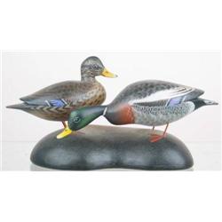 Beautiful double mount of miniature mallards by A