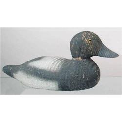 Bluebill drake decoy with the Victor brand on th