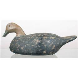 Solid body black duck decoy with glass eyes by Ra