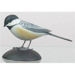 Life sized chickadee signed Chickadee, James Laph