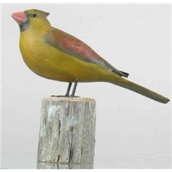 Life size female cardinal with a turned head by t