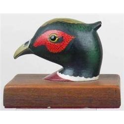 Rare life size cock pheasant head paperweight by 