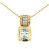 14K Yellow Gold 2.25 ctw Emerald Cut RICH Aquamarine and Diamond Pendant w/ 16"