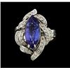 Image 2 : 3.81 ctw Tanzanite and Diamond Ring - 14KT White Gold