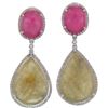 14k White Gold 31.33CTW Diamond and Flat Sapphire Earrings, (SI3/G)