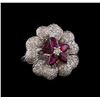 Image 1 : 1.00 ctw Ruby and Diamond Ring - 18KT White Gold