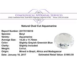 5.41 ct.Natural Oval Cut Aquamarine