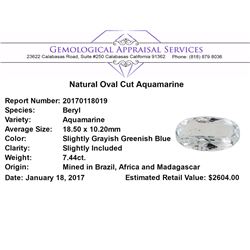 7.44 ct.Natural Oval Cut Aquamarine