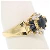 Image 3 : 14k Solid Yellow Gold 0.90 ctw Prong Set Oval & Baguette Sapphire Diamond Ring