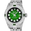 Image 1 : Rolex Ladies Stainless Steel  Green Vignette Diamond Lugs & Emerald Datejust Wri