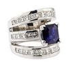 Image 1 : 7.40 ctw Sapphire and Diamond Ring - 18KT White Gold