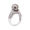 Image 4 : 0.86 ctw Tahitian Pearl and Diamond Ring - 14KT White Gold