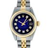 Image 2 : Rolex Ladies 2 Tone 14K Blue Vignette Diamond 26MM Datejust Wristwatch