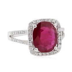 4.40 ctw Ruby and Diamond Ring - 18KT White Gold