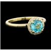 Image 1 : 0.82 ctw Apatite and Diamond Ring - 14KT Yellow Gold