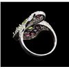 Image 3 : 14KT White Gold 5.32 ctw Multi Gemstone Ring