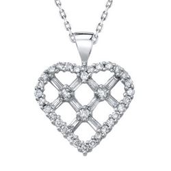 14k White Gold 1.00CTW Diamond Pendant, (H-I)